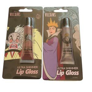 Disney VILLAINS Evil Queen And Cruella DeVille NEW  Lip GLOSS 2 PACK